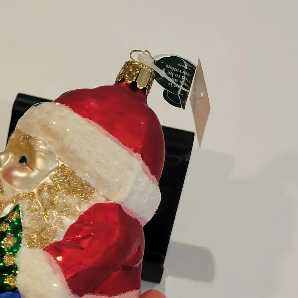 Vintage Christborn Germany Blown Glass Santa Claus Christmas Ornament Cost plus